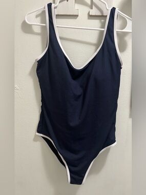 Target Navy One-Piece Swimsuit with White Trim